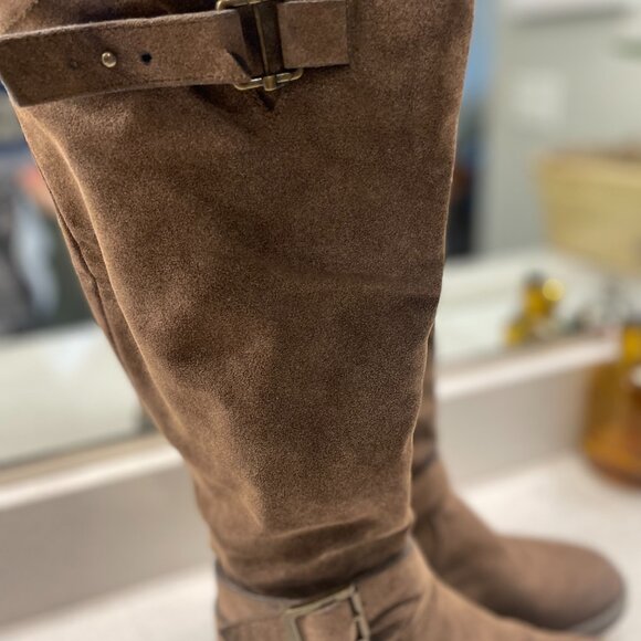 Carlos Santana Suede Tan Sabina Knee High Boots Size 6.5 - Picture 3 of 6